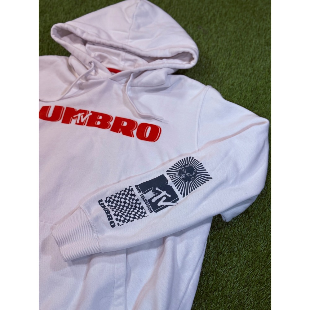 Umbro x MTV Music Television Hoodie White Red Graphic Pullover Mens Large